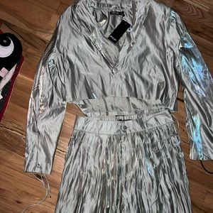 NWT nasty gal metallic blazer set